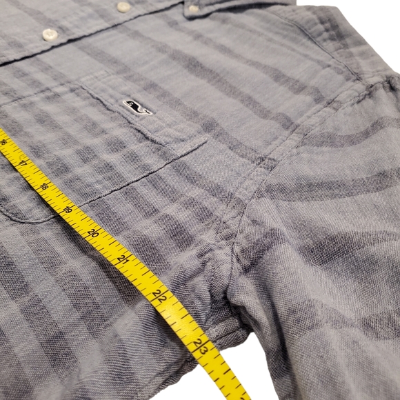 Vineyard Vines Men's Shirt Short Sleeve Button Slim Fit Tucker Gray Stripe XL - Picture 8 of 9